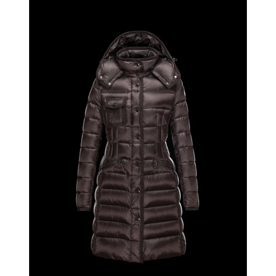 Moncler Hermine Women Coat Dark Brown