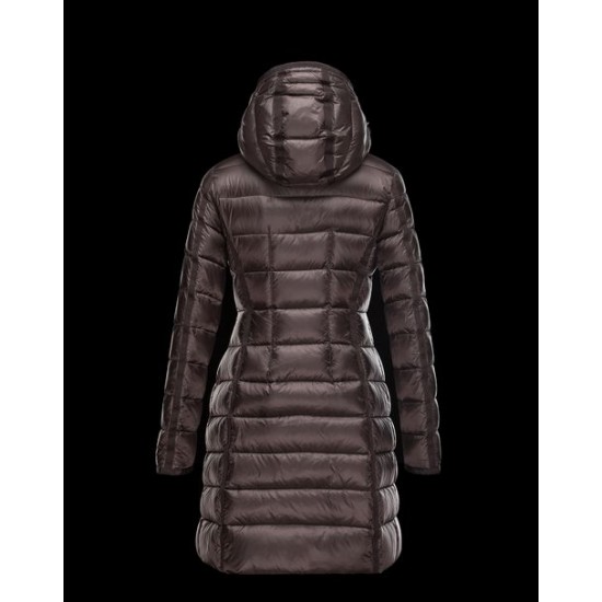 Moncler Hermine Women Coat Dark Brown