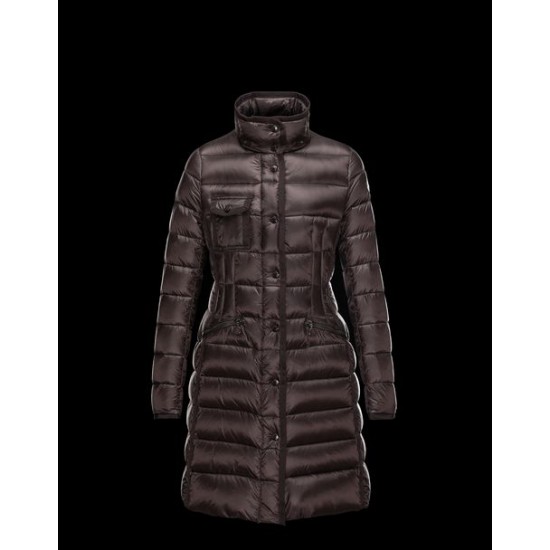 Moncler Hermine Women Coat Dark Brown