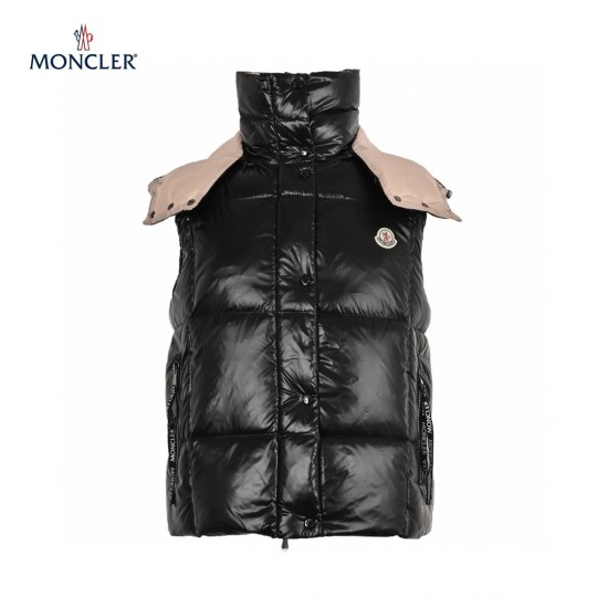 19FW Moncler Bormes Black Bige Sleeveless Down Vest Outerwear