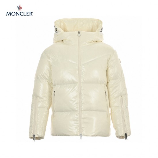 23FW Moncler Hooded Long Sleeves Short Down Jacket Beige Coats