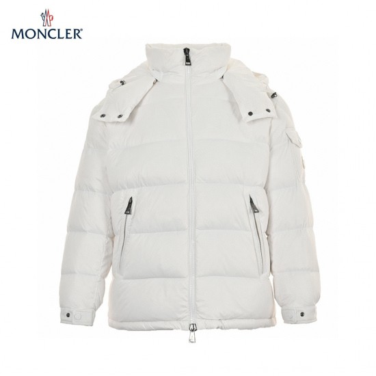 Moncler Maire Hooded Quilted Shell White Long Sleeves Down Jacket