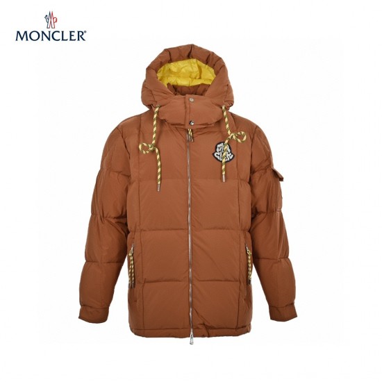 Moncler Mariveles Long Sleeves Short Down Jacket Brown Coats