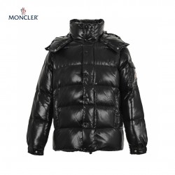 Moncler Maya 70 Logo Appliqued Quilted Shell Hooded Short Black Down Jacket 