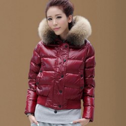 Hot Sale Women Moncler Short Down Jacket Dark Red