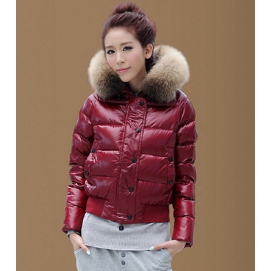 Hot Sale Women Moncler Short Down Jacket Dark Red