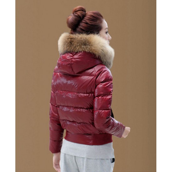 Hot Sale Women Moncler Short Down Jacket Dark Red