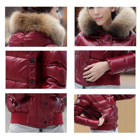 Hot Sale Women Moncler Short Down Jacket Dark Red