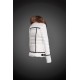 Women Moncler Down Coat With Raccoon Fur Collar White