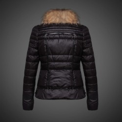 Women Moncler Down Jacket With Raccoon Fur Collar Black