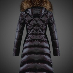 Women Moncler Long Down Coats With Raccoon Fur Collar Black