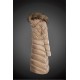 Women Moncler Long Down Coats With Raccoon Fur Collar Light Tan