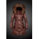 Women Moncler Long Down Coats With Raccoon Fur Collar Brown