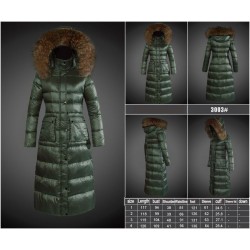 Women Moncler Long Down Coats With Raccoon Fur Collar Green