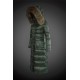 Women Moncler Long Down Coats With Raccoon Fur Collar Green