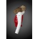 Women Moncler Down Jacket With Raccoon Fur Collar White Red