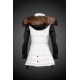 Women Moncler Long Down Coats With Raccoon Fur Collar White Black