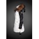 Women Moncler Long Down Coats With Raccoon Fur Collar White Black