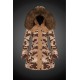 Women Moncler Long Down Coats With Raccoon Fur Collar Light Tan