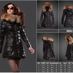 Women Moncler Long Down Coats With Raccoon Fur Collar Black