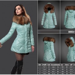 Women Moncler Long Down Coats With Raccoon Fur Collar Green