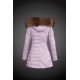 Women Moncler Long Down Coats With Raccoon Fur Collar Pink