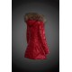 Women Moncler Long Down Coats With Raccoon Fur Collar Red