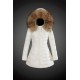 Women Moncler Long Down Coats With Raccoon Fur Collar White