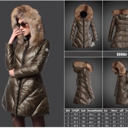 Women Moncler Long Down Coats With Raccoon Fur Collar Amy Green