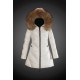 Women Moncler Long Down Coats With Raccoon Fur Collar White