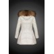 Women Moncler Long Down Coats With Raccoon Fur Collar White