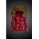 Women Moncler Down Jacket With Raccoon Fur Collar Red