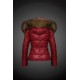 Women Moncler Down Jacket With Raccoon Fur Collar Red