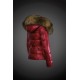 Women Moncler Down Jacket With Raccoon Fur Collar Red