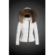 Women Moncler Down Jacket With Raccoon Fur Collar White