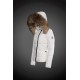 Women Moncler Down Jacket With Raccoon Fur Collar White