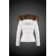 Women Moncler Down Jacket With Raccoon Fur Collar White