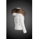 Women Moncler Down Jacket With Raccoon Fur Collar White