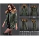 Women Moncler Long Down Coats With Raccoon Fur Collar Army Green