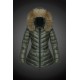 Women Moncler Long Down Coats With Raccoon Fur Collar Army Green