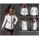 Women Moncler Long Down Coats With Raccoon Fur Collar White