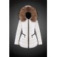 Women Moncler Long Down Coats With Raccoon Fur Collar White