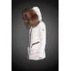 Women Moncler Long Down Coats With Raccoon Fur Collar White