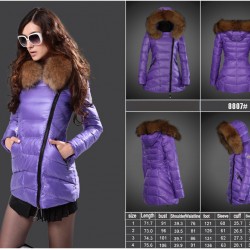 Women Moncler Long Down Coats With Raccoon Fur Collar Purple