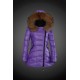 Women Moncler Long Down Coats With Raccoon Fur Collar Purple