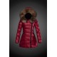 Women Moncler Long Down Coats With Raccoon Fur Collar Red