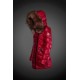 Women Moncler Long Down Coats With Raccoon Fur Collar Red