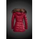 Women Moncler Long Down Coats With Raccoon Fur Collar Red