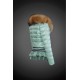 Women Moncler Down Jacket With Raccoon Fur Collar Green