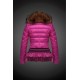 Women Moncler Down Jacket With Raccoon Fur Collar Rose Red